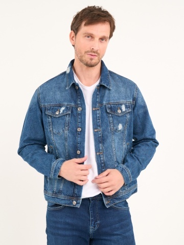 Lee Cooper - Jacheta barbat denim cu buzunare si aspect decolorat - Img 5