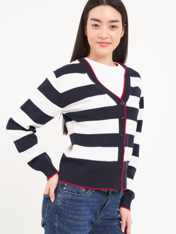 Timeout - Pulover dama tip cardigan cu model in dungi - Img 3