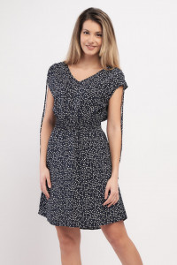 Timeout - Rochie dama cu imprimeu cu buline si snur pentru ajustare la maneca