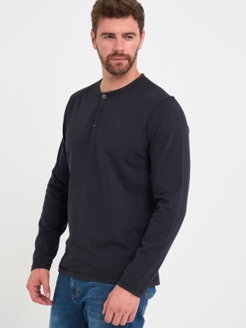 Timeout - Tricou barbat cu maneca lunga de culoare uniforma cu nasturi - Img 7