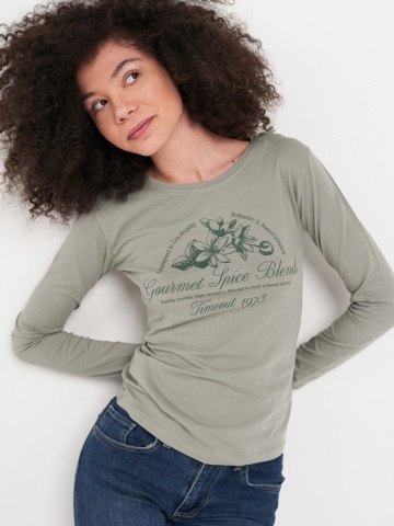 Timeout - Tricou dama cu maneca lunga cu imprimeu