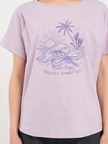 Timeout - Tricou dama de culoare uniforma cu imprimeu grafic - Img 4