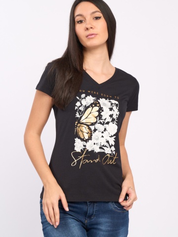 Timeout - Tricou dama maneca scurta cu model floral