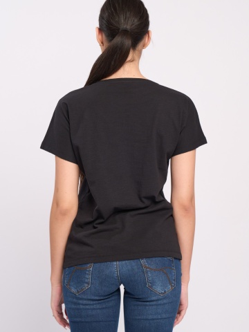 Timeout - Tricou maneca scurta dama de culoare uniforma cu decolteu in V - Img 2