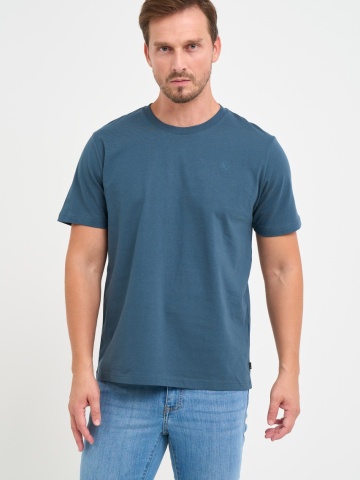 Kenvelo - Tricou barbat cu maneca scurta de culoare uniforma si logo aplicat