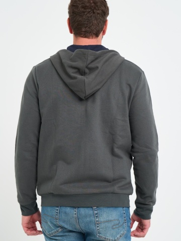 Lee Cooper - Hanorac barbat cu gluga si fermoar cu logo aplicat - Img 5