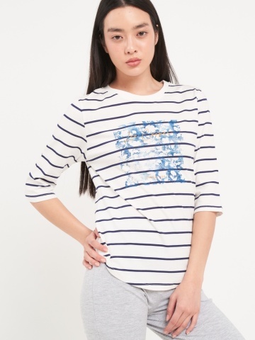Lee Cooper - Tricou dama cu dungi si imprimeu grafic - Img 7