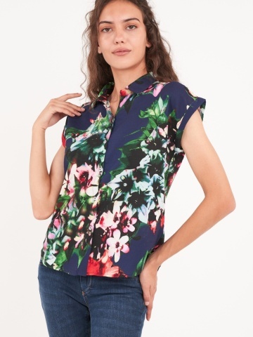 Timeout - Camasa dama maneca scurta cu imprimeu floral