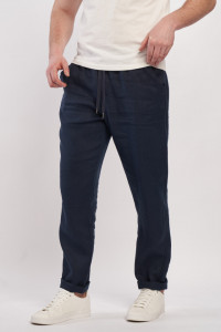 Timeout - Pantaloni lungi barbat din in cu snur pentru ajustare