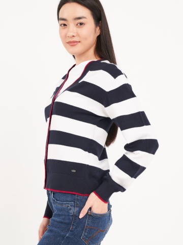Timeout - Pulover dama tip cardigan cu model in dungi - Img 4