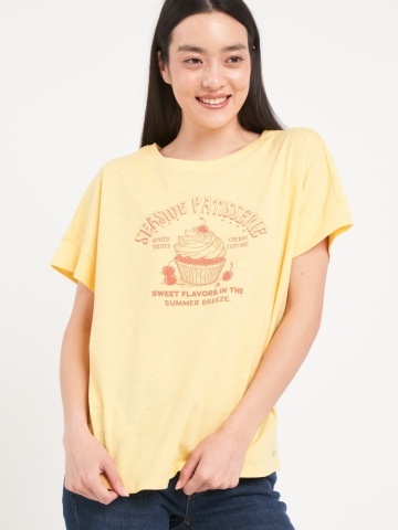 Timeout - Tricou dama de culoare uniforma cu imprimeu grafic