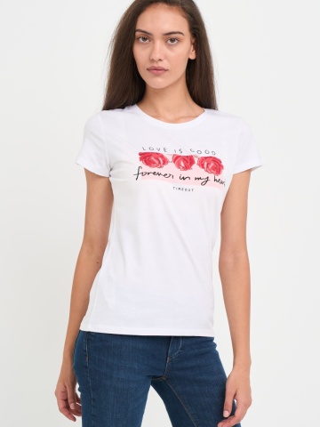 Timeout - Tricou dama maneca scurta cu imprimeu grafic floral - Img 6