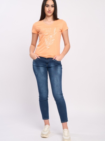 Timeout - Tricou dama maneca scurta cu imprimeu si decolteu in V - Img 6