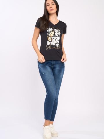Timeout - Tricou dama maneca scurta cu model floral - Img 6