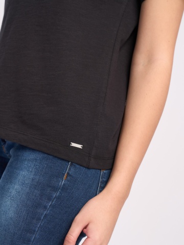 Timeout - Tricou maneca scurta dama de culoare uniforma cu decolteu in V - Img 3