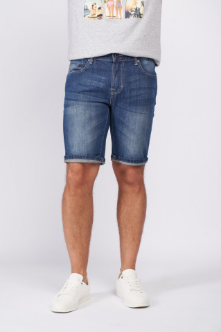 Kenvelo - Bermuda barbat din denim cu aspect usor decolorat