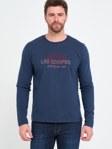 Lee Cooper - Tricou barbat cu maneca lunga cu imprimeu logo