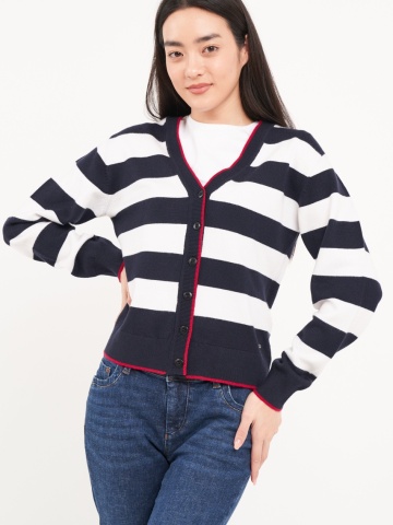 Timeout - Pulover dama tip cardigan cu model in dungi - Img 5