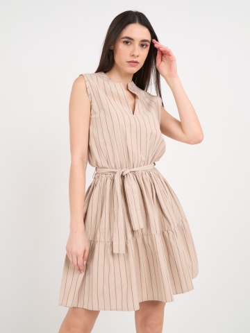 Timeout - Rochie dama de culoare uniforma cu dungi - Img 3