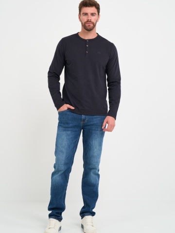 Timeout - Tricou barbat cu maneca lunga de culoare uniforma cu nasturi - Img 8