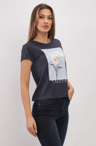 Timeout - Tricou dama cu maneca scurta si imagine cu motiv floral