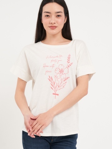 Timeout - Tricou dama de culoare uniforma cu imprimeu grafic