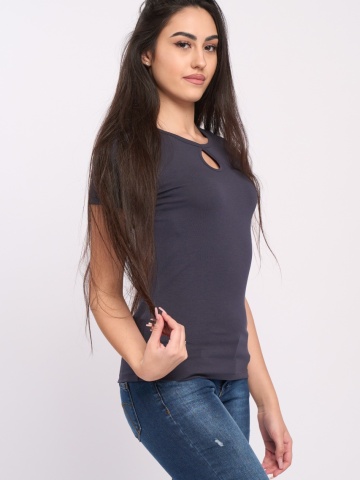 Timeout - Tricou dama de culoare uniforma cu logo metalic aplicat - Img 6