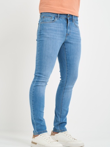 Kenvelo - Blugi barbat slim de culoare deschisa si usor decolorati - Img 6