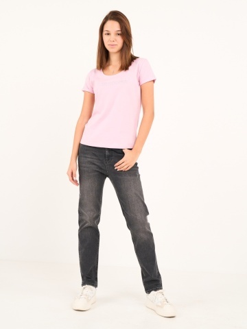 Lee Cooper - Blugi dama girlfriend de culoare inchisa cu aspect decolorat - Img 9
