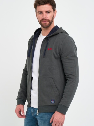 Lee Cooper - Hanorac barbat cu gluga si fermoar cu logo aplicat - Img 7