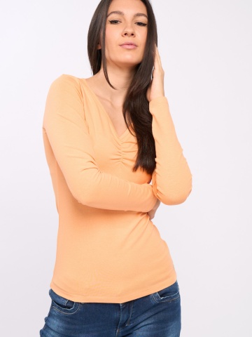 Timeout - Bluza dama de culoare uniforma cu decolteu in V - Img 2