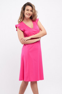 Timeout - Rochie dama de culoare uniforma si volanase la maneca