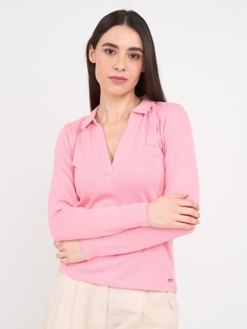 Timeout - Tricou dama cu maneca lunga de culoare uniforma - Img 3
