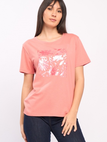 Timeout - Tricou dama cu maneca scurta si model floral