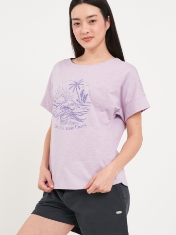 Timeout - Tricou dama de culoare uniforma cu imprimeu grafic