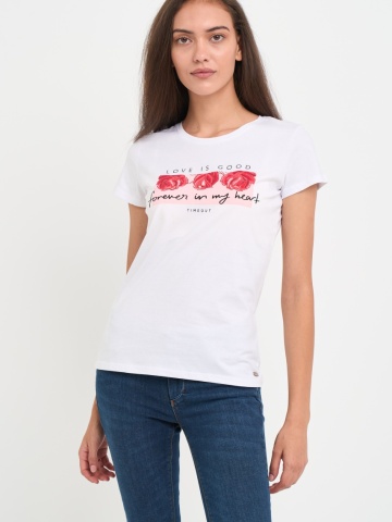 Timeout - Tricou dama maneca scurta cu imprimeu grafic floral