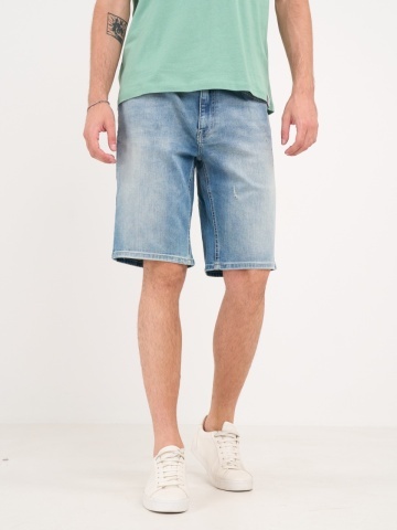 Kenvelo - Bermude barbat din denim cu rupturi si aspect decolorat