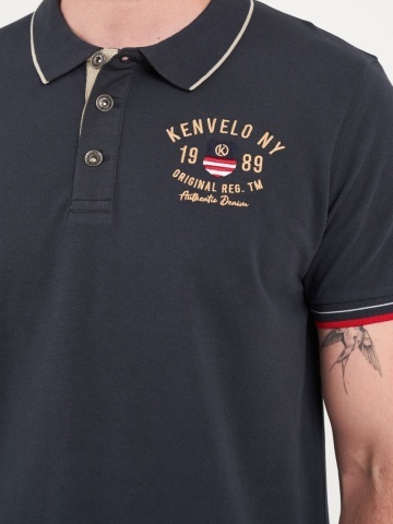 Kenvelo - Tricou barbat polo cu detalii logo - Img 2