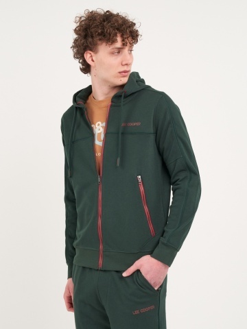 Lee Cooper - Hanorac barbat cu gluga si fermoar cu logo aplicat - Img 5