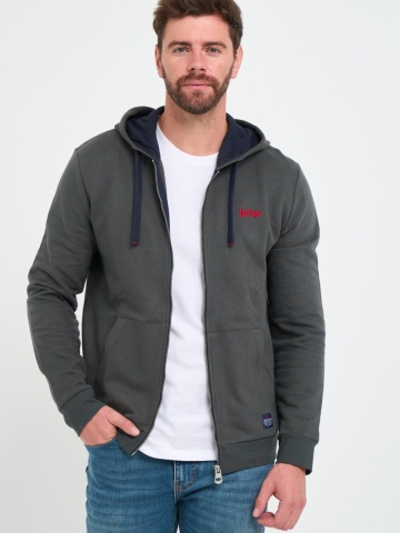 Lee Cooper - Hanorac barbat cu gluga si fermoar cu logo aplicat
