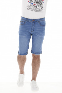 Timeout - Bermuda barbat din denim de culoare deschisa cu aspect usor decolorat