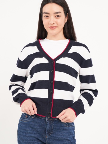 Timeout - Pulover dama tip cardigan cu model in dungi