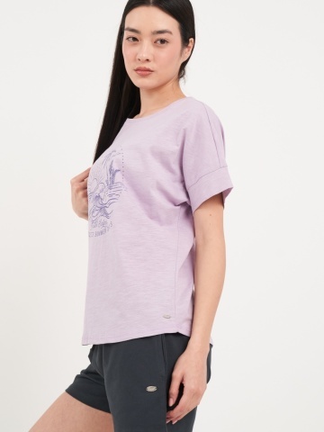Timeout - Tricou dama de culoare uniforma cu imprimeu grafic - Img 2