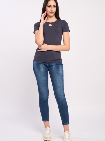 Timeout - Tricou dama de culoare uniforma cu logo metalic aplicat - Img 7