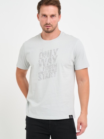 Kenvelo - Tricou barbat cu detalii grafice si logo aplicat