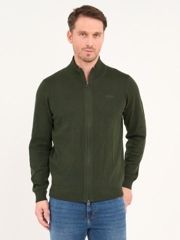 Lee Cooper - Pulover barbat cu fermoar de culoare uniforma