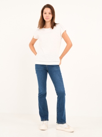 Timeout - Blugi dama bootcut de culoare uniforma - Img 13