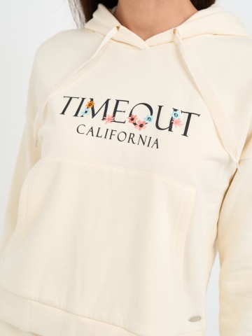 Timeout - Hanorac dama cu gluga si imprimeu logo - Img 3