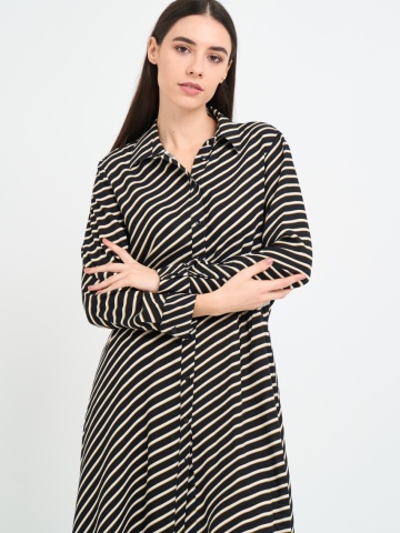 Timeout - Rochie dama de lungime medie cu model in dungi - Img 4