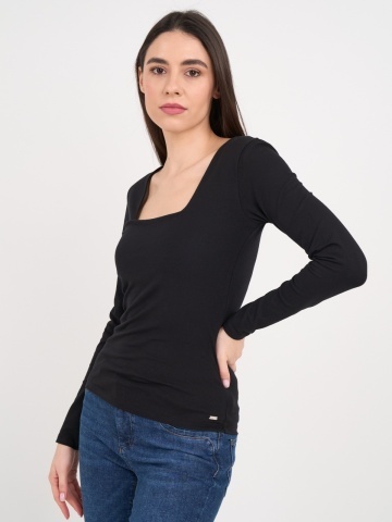 Timeout - Tricou dama cu maneca lunga de culoare uniforma - Img 3